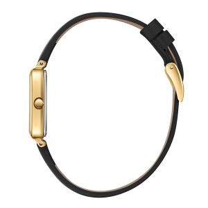 Lee Cooper Kadın Kol Saati | Zarif Tasarım, Dikdörtgen Altın Renk Kasa, Siyah Deri Kordon