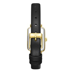 Lee Cooper Kadın Kol Saati | Zarif Tasarım, Dikdörtgen Altın Renk Kasa, Siyah Deri Kordon