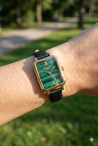 Lee Cooper Kadın Kol Saati | Zarif Tasarım, Dikdörtgen Altın Renk Kasa, Siyah Deri Kordon