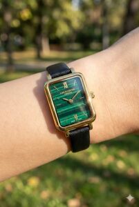 Lee Cooper Kadın Kol Saati | Zarif Tasarım, Dikdörtgen Altın Renk Kasa, Siyah Deri Kordon