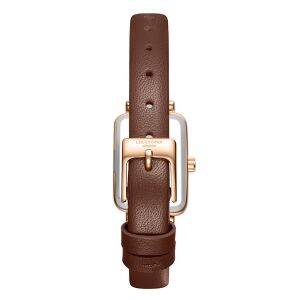 Lee Cooper Dikdörtgen Kasa Kadın Kol Saati | 20mm, Kahverengi Deri Kordon, Zarif Tasarım