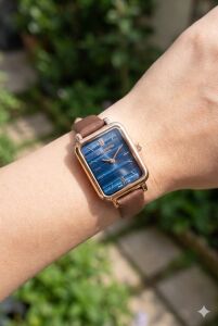 Lee Cooper Dikdörtgen Kasa Kadın Kol Saati | 20mm, Kahverengi Deri Kordon, Zarif Tasarım