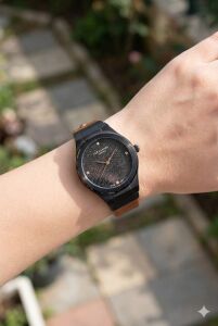 Lee Cooper Spor Kadın Kol Saati | Siyah Çelik Kasa, Kahverengi Deri Kordon