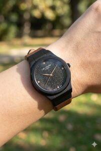 Lee Cooper Spor Kadın Kol Saati | Siyah Çelik Kasa, Kahverengi Deri Kordon