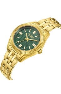 Lee Cooper Kadın Kol Saati | Altın Renk Çelik Kasa, Çelik Kordon, Yeşil Kadran