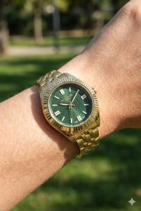 Lee Cooper Kadın Kol Saati | Altın Renk Çelik Kasa, Çelik Kordon, Yeşil Kadran