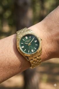 Lee Cooper Kadın Kol Saati | Altın Renk Çelik Kasa, Çelik Kordon, Yeşil Kadran