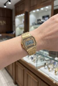 Lee Cooper Dijital Kadın Kol Saati | Altın Renk Çelik Kasa, Örgü Çelik Kordon, Alarm, Kronometre