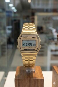 Lee Cooper Dijital Kadın Kol Saati | Altın Renk Çelik Kasa, Örgü Çelik Kordon, Alarm, Kronometre