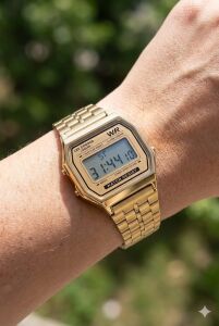 Lee Cooper Dijital Kadın Kol Saati | Altın Renk Çelik Kasa, Örgü Çelik Kordon, Alarm, Kronometre