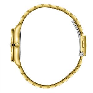 Lee Cooper Kadın Kol Saati | 30mm Altın Renk Çelik Kasa, Çelik Kordon, Beyaz Kadran