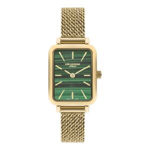 Lee Cooper Kadın Kol Saati | 20mm Altın Renk Çelik Kasa, Örgü Kordon, Yeşil Kadran