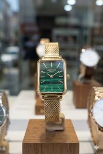 Lee Cooper Kadın Kol Saati | 20mm Altın Renk Çelik Kasa, Örgü Kordon, Yeşil Kadran