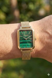 Lee Cooper Kadın Kol Saati | 20mm Altın Renk Çelik Kasa, Örgü Kordon, Yeşil Kadran