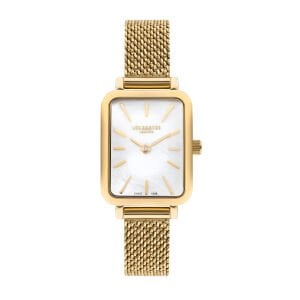 Lee Cooper Altın Renk Kadın Kol Saati | 20mm Çelik Kasa, Örgü Kordon, Beyaz Kadran