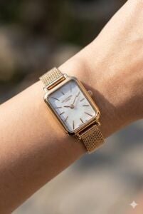 Lee Cooper Rose Gold Kadın Kol Saati | 20mm Rose Renk Çelik Kasa, Hasır Kordon