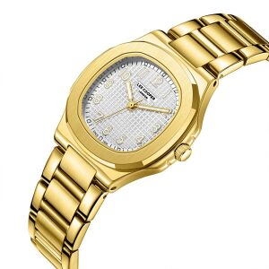 Lee Cooper Şık Tasarım Kadın Kol Saati | 35mm Altın Renk Çelik Kasa ve Çelik Kordon