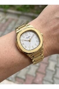 Lee Cooper Şık Tasarım Kadın Kol Saati | 35mm Altın Renk Çelik Kasa ve Çelik Kordon