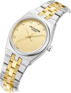 Lee Cooper Sarı Kadran Kadın Kol Saati | 30 mm Çelik Kasa, Gümüş & Altın Renk Çelik Kordon