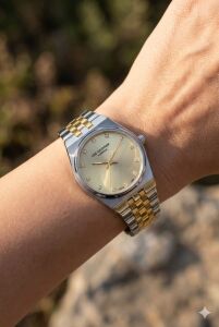 Lee Cooper Sarı Kadran Kadın Kol Saati | 30 mm Çelik Kasa, Gümüş & Altın Renk Çelik Kordon