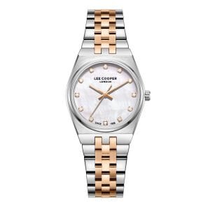 Lee Cooper Şık Tasarım Kadın Kol Saati | 30mm Çelik Kasa, Çift Renk Çelik Kordon, Mineral Cam