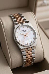 Lee Cooper Şık Tasarım Kadın Kol Saati | 30mm Çelik Kasa, Çift Renk Çelik Kordon, Mineral Cam