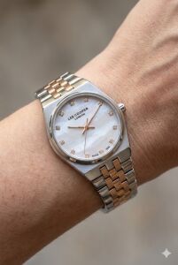 Lee Cooper Şık Tasarım Kadın Kol Saati | 30mm Çelik Kasa, Çift Renk Çelik Kordon, Mineral Cam