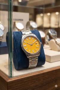 Lee Cooper Sarı Kadran Erkek Kol Saati | 45 mm Gümüş Renk Çelik Kasa, Çelik Kordon, 5 ATM