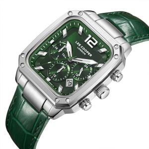 Lee Cooper Yeşil Kadran Erkek Kol Saati | Çelik Kasa, Deri Kordon, Multifonksiyon