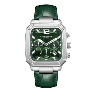 Lee Cooper Yeşil Kadran Erkek Kol Saati | Çelik Kasa, Deri Kordon, Multifonksiyon