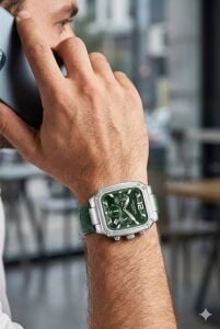 Lee Cooper Yeşil Kadran Erkek Kol Saati | Çelik Kasa, Deri Kordon, Multifonksiyon