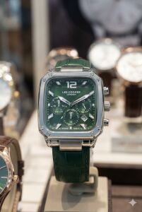 Lee Cooper Yeşil Kadran Erkek Kol Saati | Çelik Kasa, Deri Kordon, Multifonksiyon