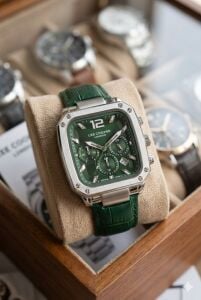 Lee Cooper Yeşil Kadran Erkek Kol Saati | Çelik Kasa, Deri Kordon, Multifonksiyon