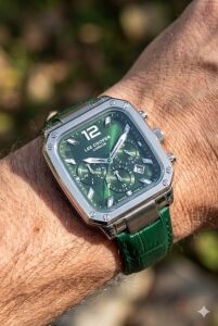 Lee Cooper Yeşil Kadran Erkek Kol Saati | Çelik Kasa, Deri Kordon, Multifonksiyon