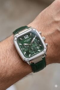 Lee Cooper Yeşil Kadran Erkek Kol Saati | Çelik Kasa, Deri Kordon, Multifonksiyon