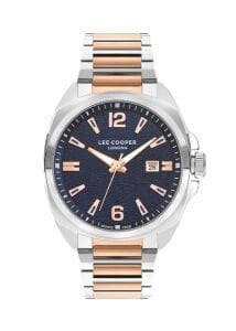 Lee Cooper Takvimli Erkek Kol Saati | 46 mm Çelik Kasa, Çift Renk Kordon, 5 ATM