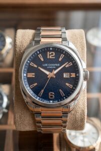Lee Cooper Takvimli Erkek Kol Saati | 46 mm Çelik Kasa, Çift Renk Kordon, 5 ATM