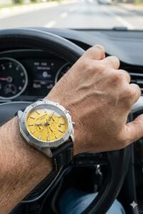 Lee Cooper Spor Erkek Kol Saati | 45 mm Çelik Kasa, Sarı Kadran, Silikon Kordon, 5 ATM