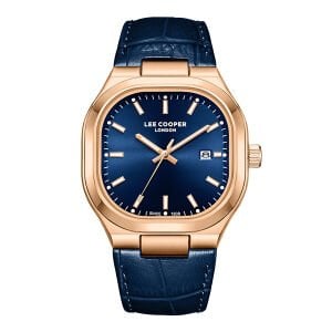 Lee Cooper Klasik ve Şık Erkek Kol Saati | 42 mm Çelik Kasa, Lacivert Deri Kordon, 5 ATM