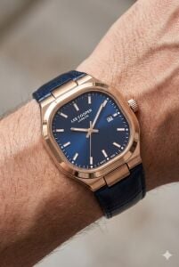 Lee Cooper Klasik ve Şık Erkek Kol Saati | 42 mm Çelik Kasa, Lacivert Deri Kordon, 5 ATM