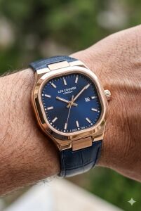 Lee Cooper Klasik ve Şık Erkek Kol Saati | 42 mm Çelik Kasa, Lacivert Deri Kordon, 5 ATM