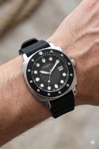 Lee Cooper Spor ve Şık Erkek Kol Saati | Siyah Silikon Kordon, Takvimli, 43mm