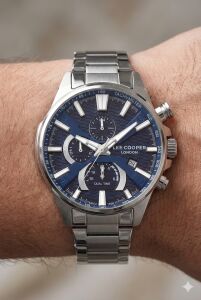 Lee Cooper Multifonksiyon Erkek Kol Saati | 46 mm Çelik Kasa , Lacivert Kadran, 5 ATM