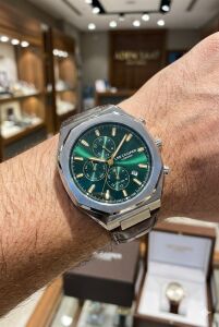 Lee Cooper Klasik ve Şık Erkek Kol Saati | 43 mm Çelik Kasa, Yeşil Kadran, Deri Kordon, 5ATM