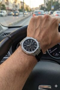 Lee Cooper Klasik Dual Time Erkek Kol Saati | 43 mm Çelik Kasa,  Siyah Deri Kordon, 5 ATM