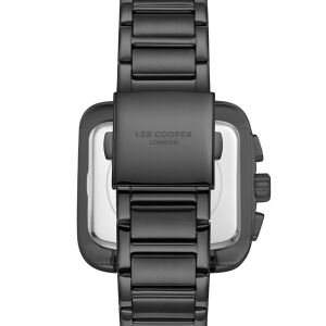 Lee Cooper Siyah Kadran, Kare Kasa, Çok Fonksiyonlu, Çelik Kordon Erkek Kol Saati