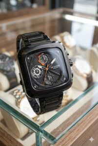 Lee Cooper Siyah Kadran, Kare Kasa, Çok Fonksiyonlu, Çelik Kordon Erkek Kol Saati