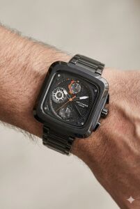 Lee Cooper Siyah Kadran, Kare Kasa, Çok Fonksiyonlu, Çelik Kordon Erkek Kol Saati