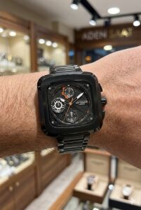 Lee Cooper Siyah Kadran, Kare Kasa, Çok Fonksiyonlu, Çelik Kordon Erkek Kol Saati