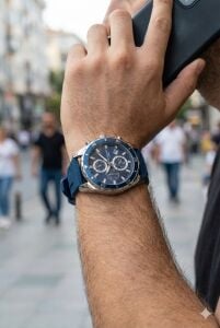 Lee Cooper Erkek Kol Saati | Lacivert Kadran, Spor Silikon Kordon, Çok Fonksiyonlu